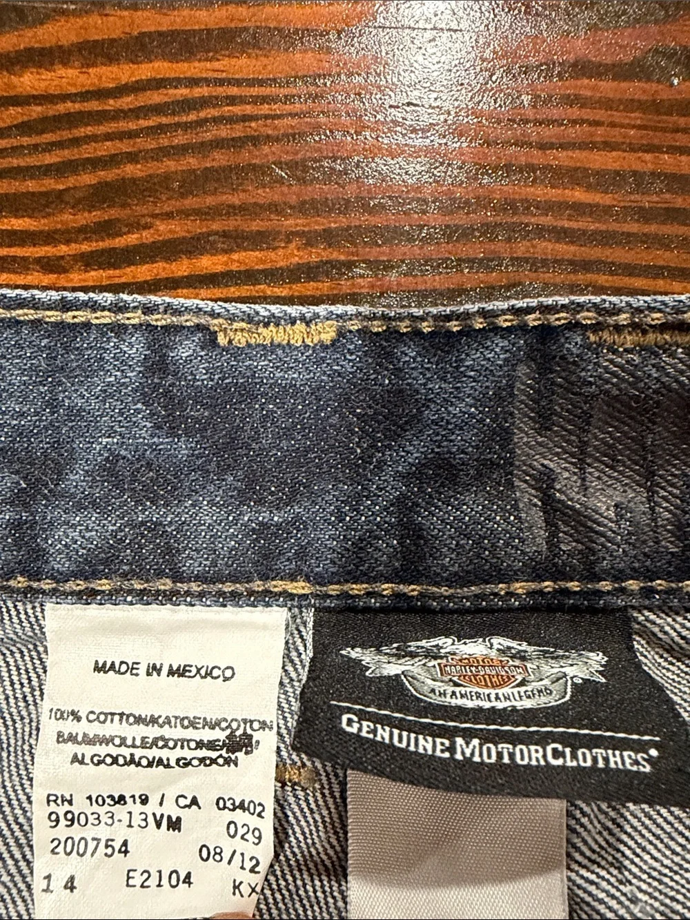 Harley Davidson Men's Dark Blue Denim Jeans - Classic Five-Pocket Style 34x34 - Picture 4 of 10